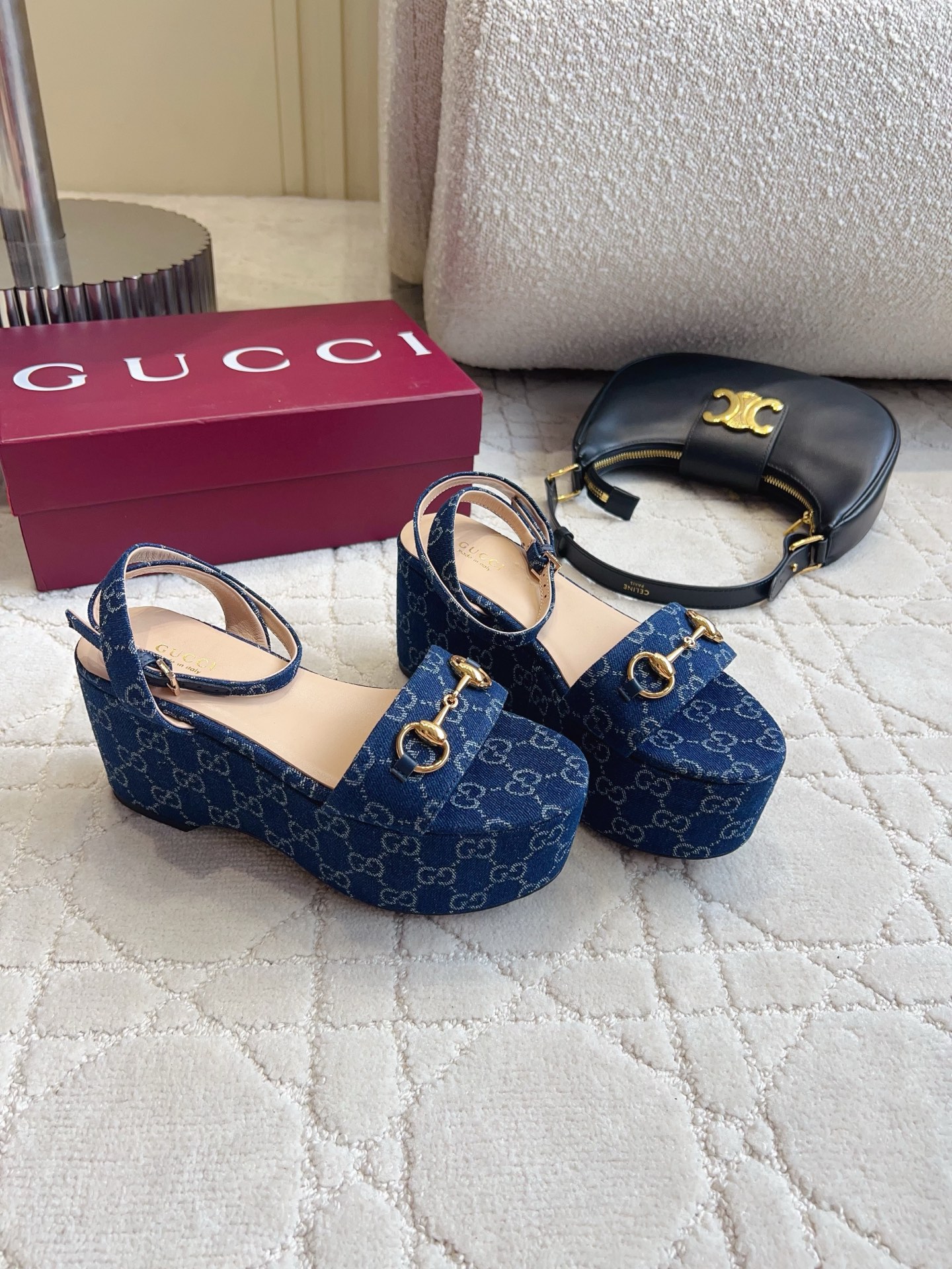 Guc New Denim platform sandals