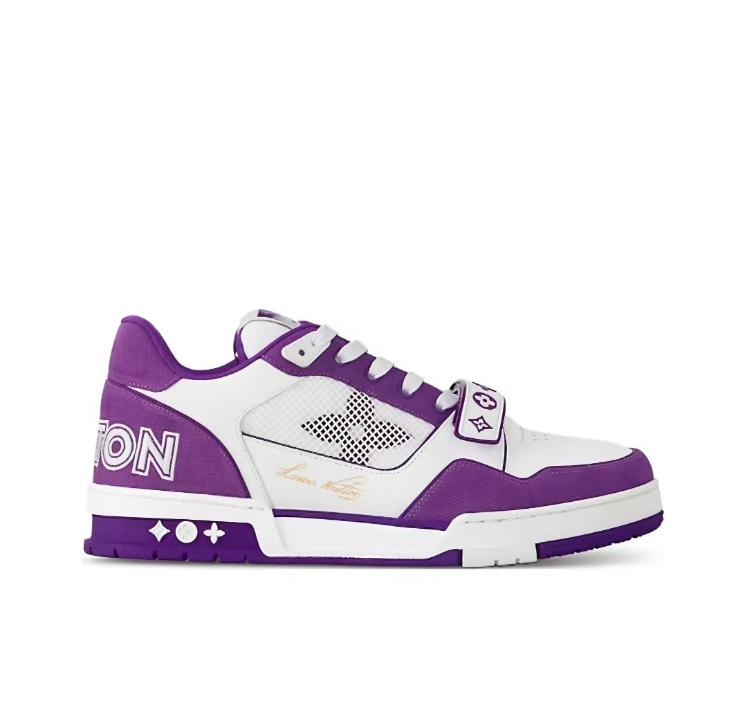 Pkkicks God Batch LOUIS VUITTON Trainer Monogram Strap White Purple