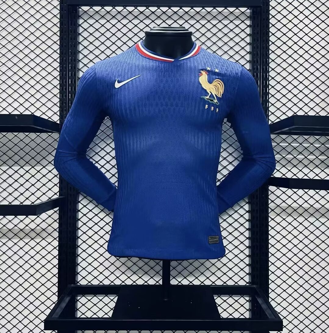 France 2024-25 Euro Home Long Sleeves Jersey – Player Version