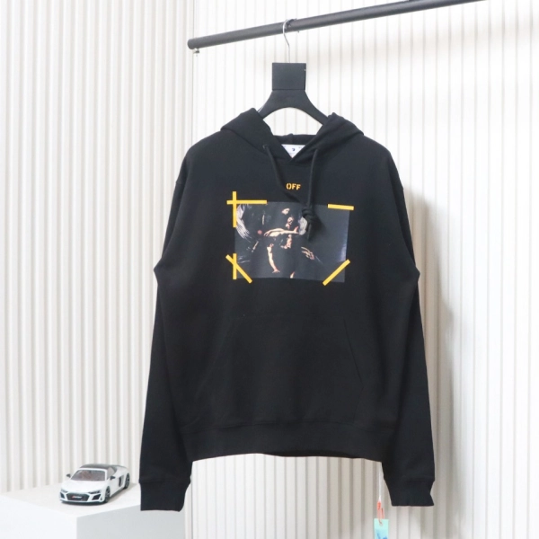 Off-white religious Madonna print hoodie yellow