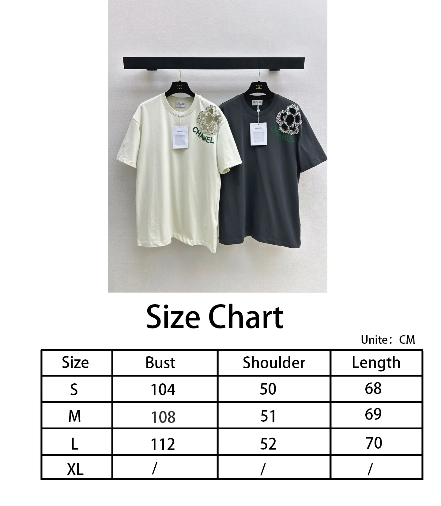 Chan NEW flower rhinestone t-shirts