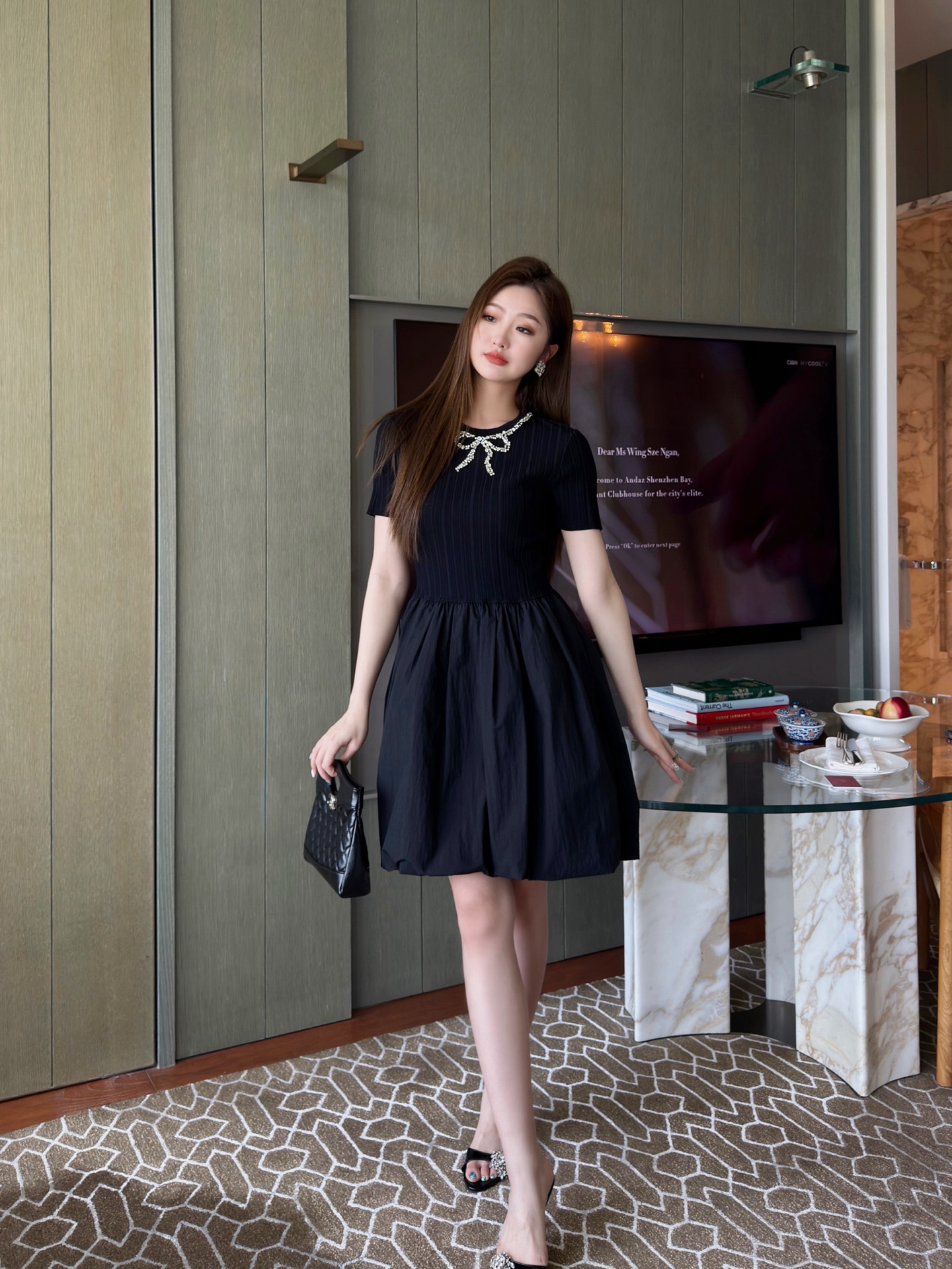 Valen New beading knit contract dress