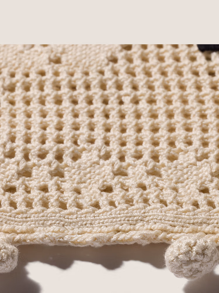 MiuMiu Miu Women's Cotton Crochet Bag Handbag Chalk White