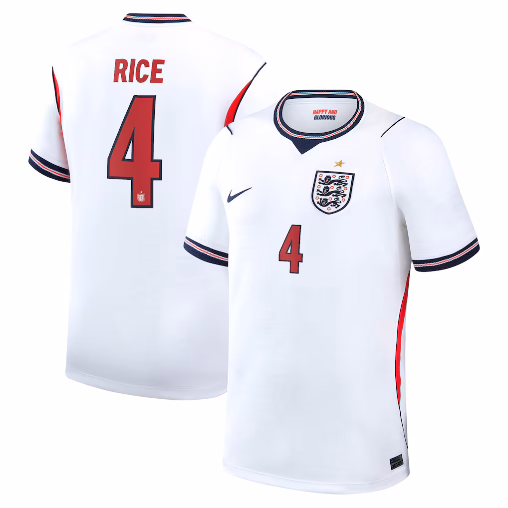 Rice #4 England World Cup 2026 Player Version Home Soccer Jersey