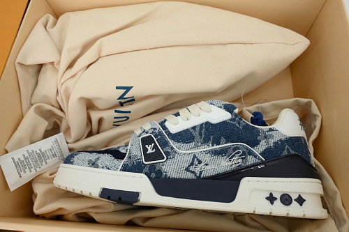 Pkkicks God Batch Louis Vuitton Sneakers Blue Denim Fabric (NFC)