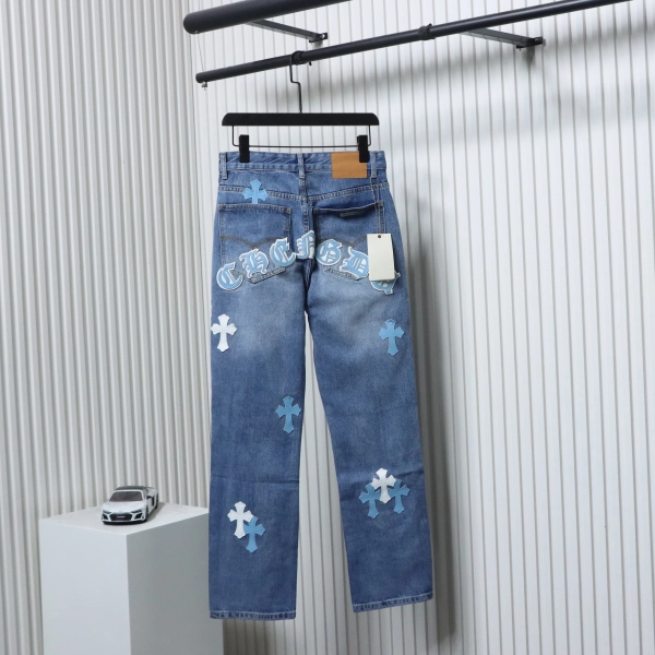 Chrome Hearts Miami Art Basel White Blue Cross Patch Jeans