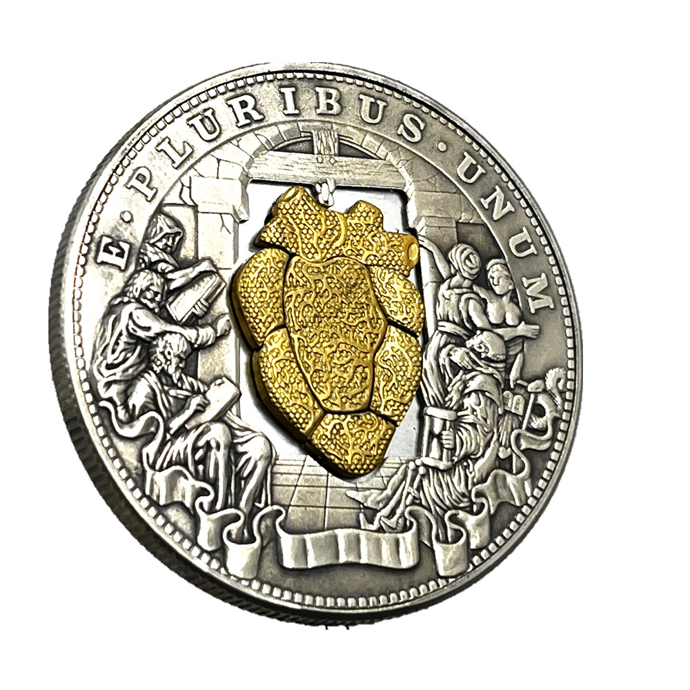 Movable Mechanical Coin Beating Heart Coin Roman Booteen Amazing Art Token Hobo Nickel Morgan Dollar Magic Collectible Creative Gift Handmade Commemorative Coin