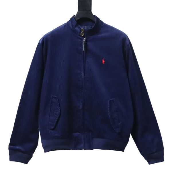 Polo Ralph Lauren Fall/Winter 2022 Solid-color Logo Embroidered Corduroy Jacket dark blue