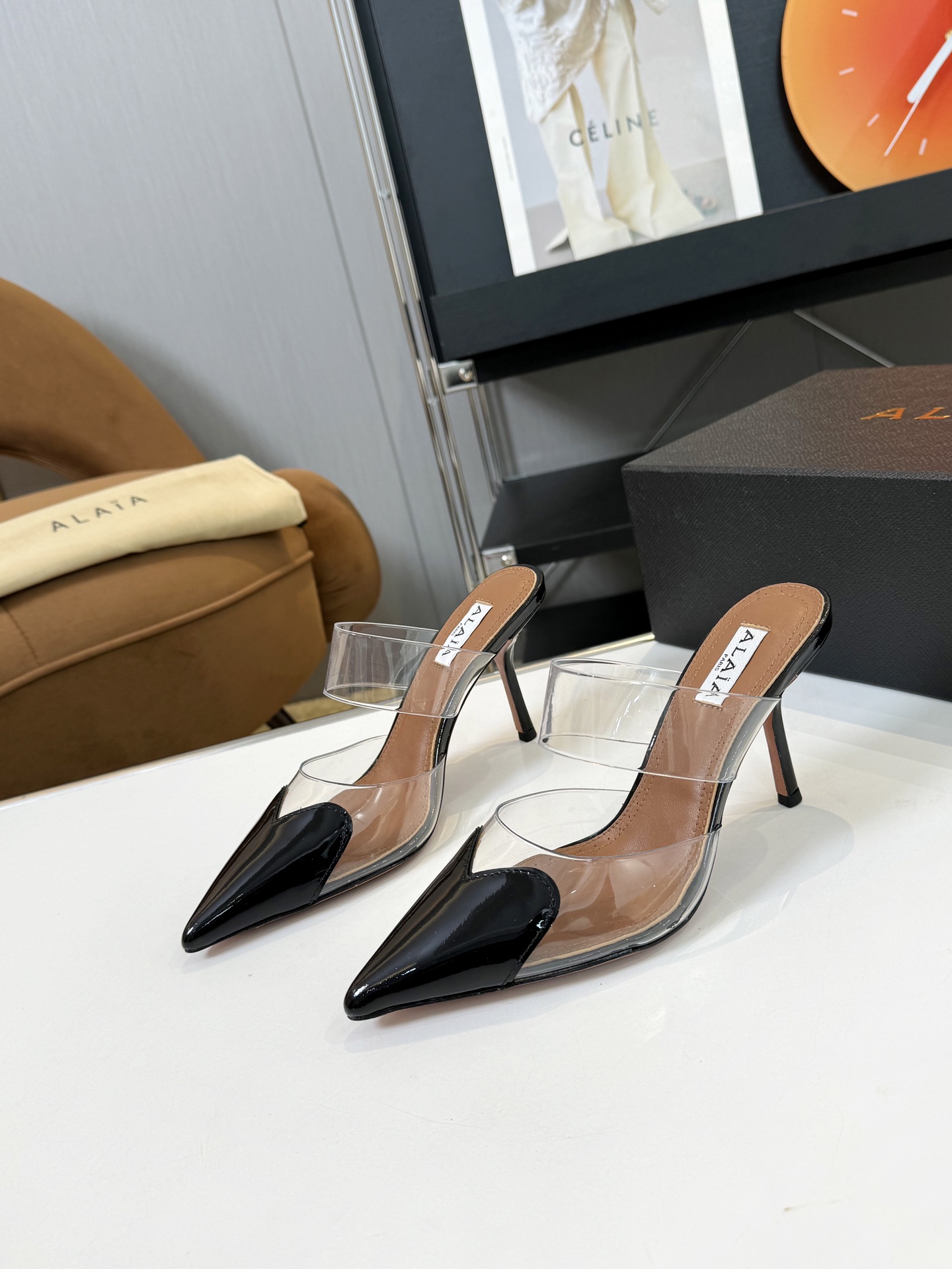AlAIA New Pointed High Heel Slippers