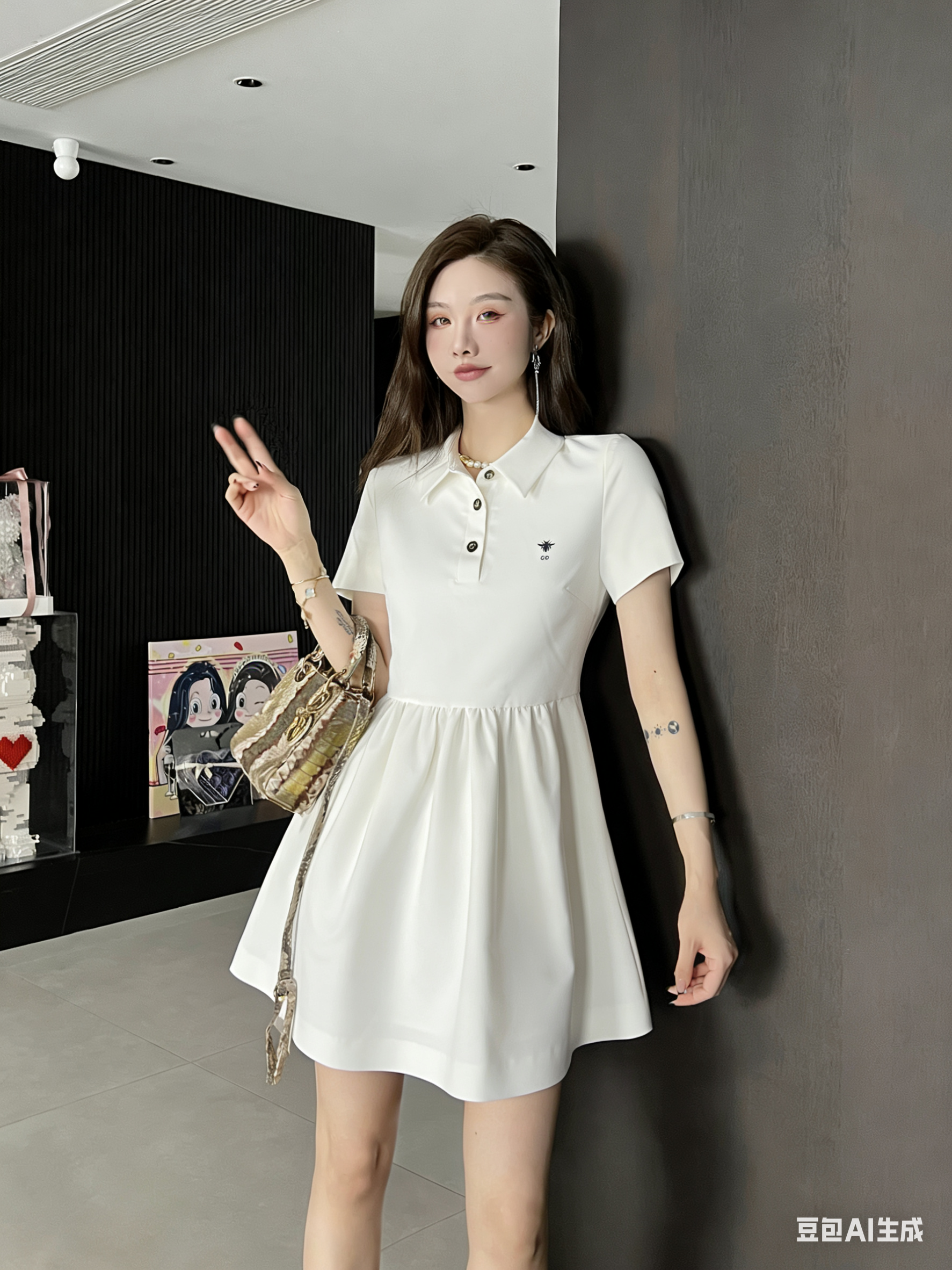 CD New bee embroidery dress