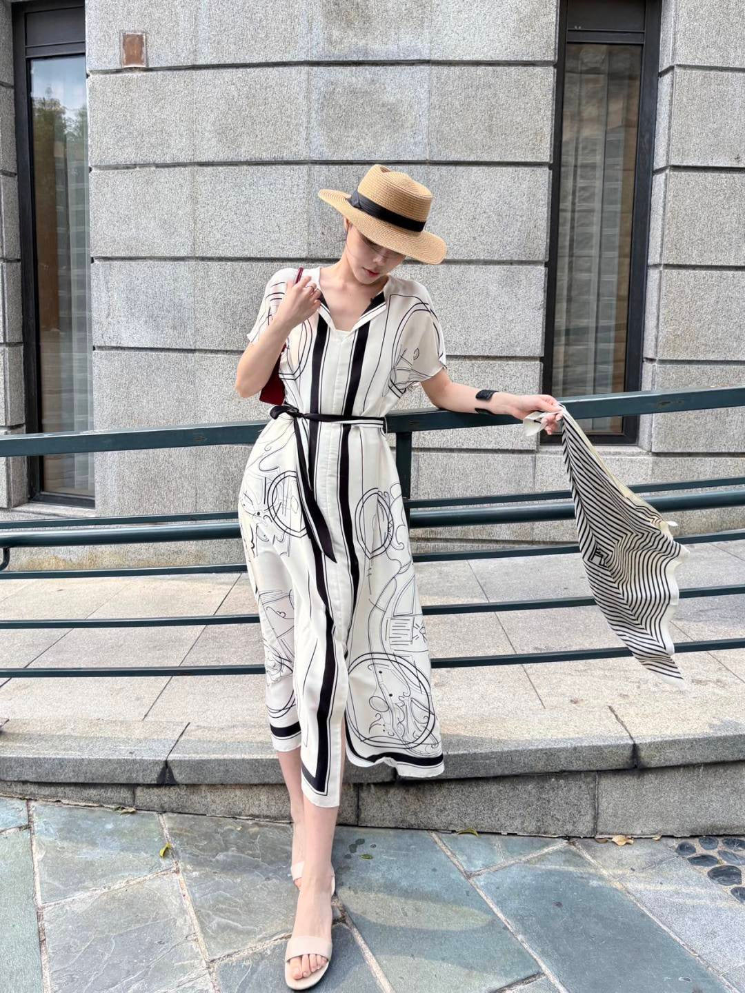 Herm NEW print silk dress