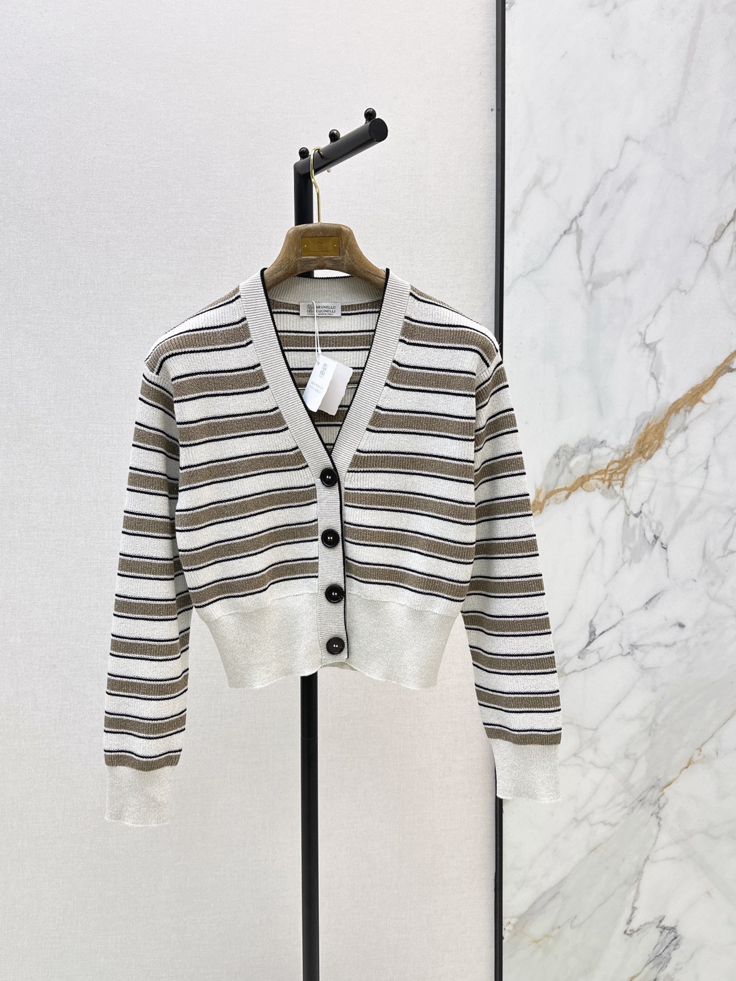 Brun New Striped V-neck Cardigan
