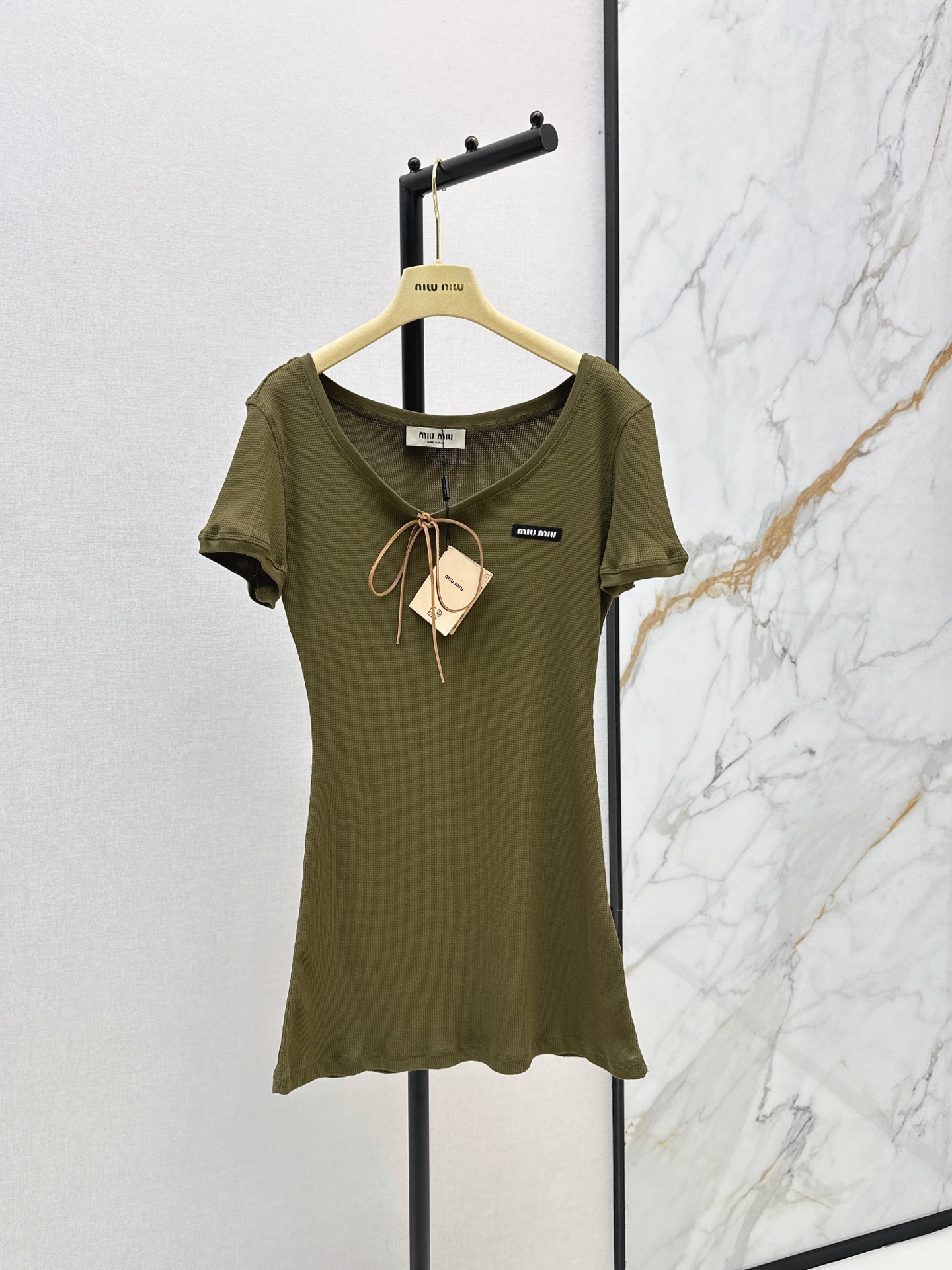 Miu New Waffle Knit Short Sleeve Dress