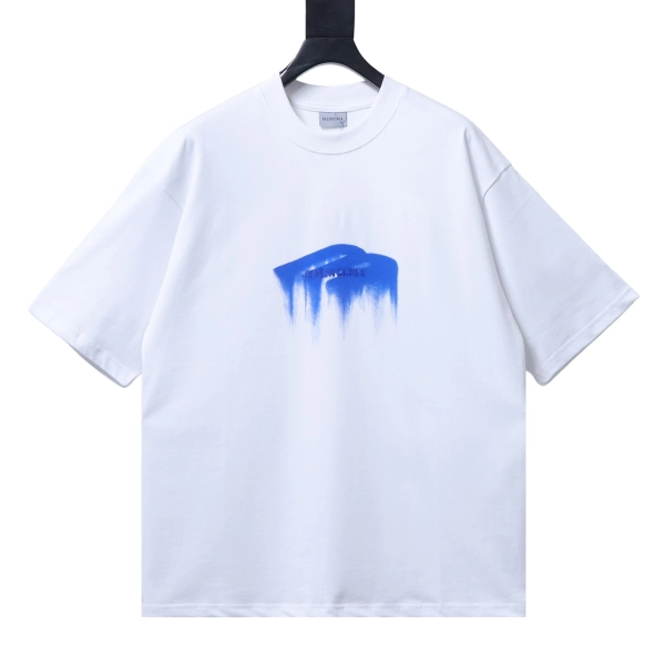 Balenciaga Clothes  Blue Graffiti Logo Oversized Short-Sleeve T-Shirt