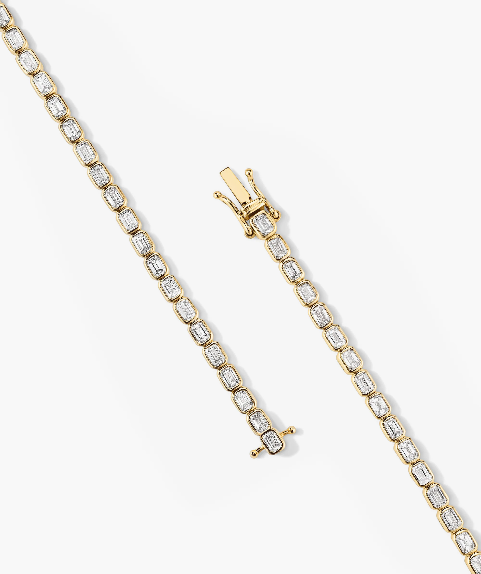 Lab Grown Diamond Emerald Cut Bezel Tennis Bracelet