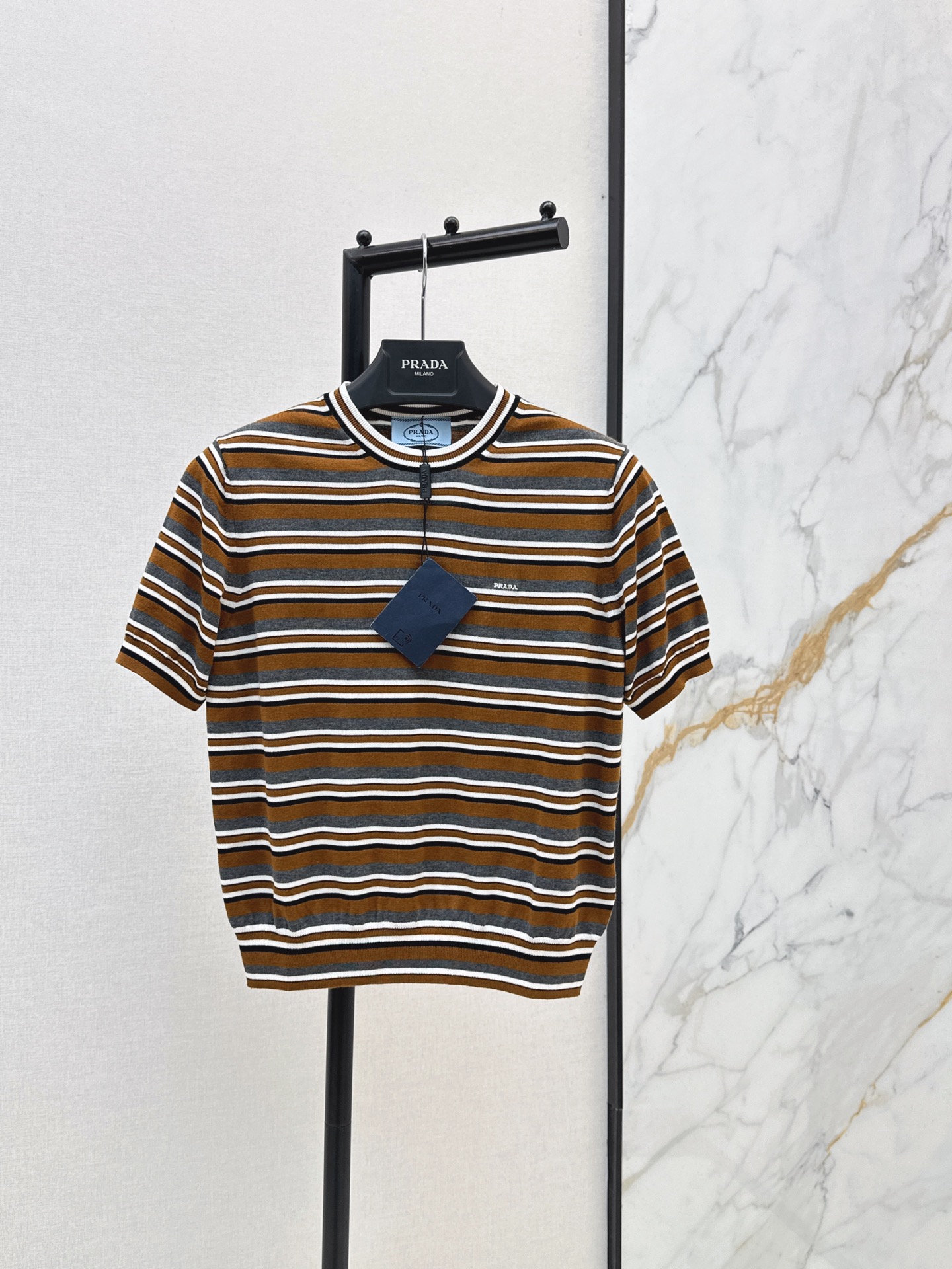Pra New Striped Short-Sleeve Knit Shirt