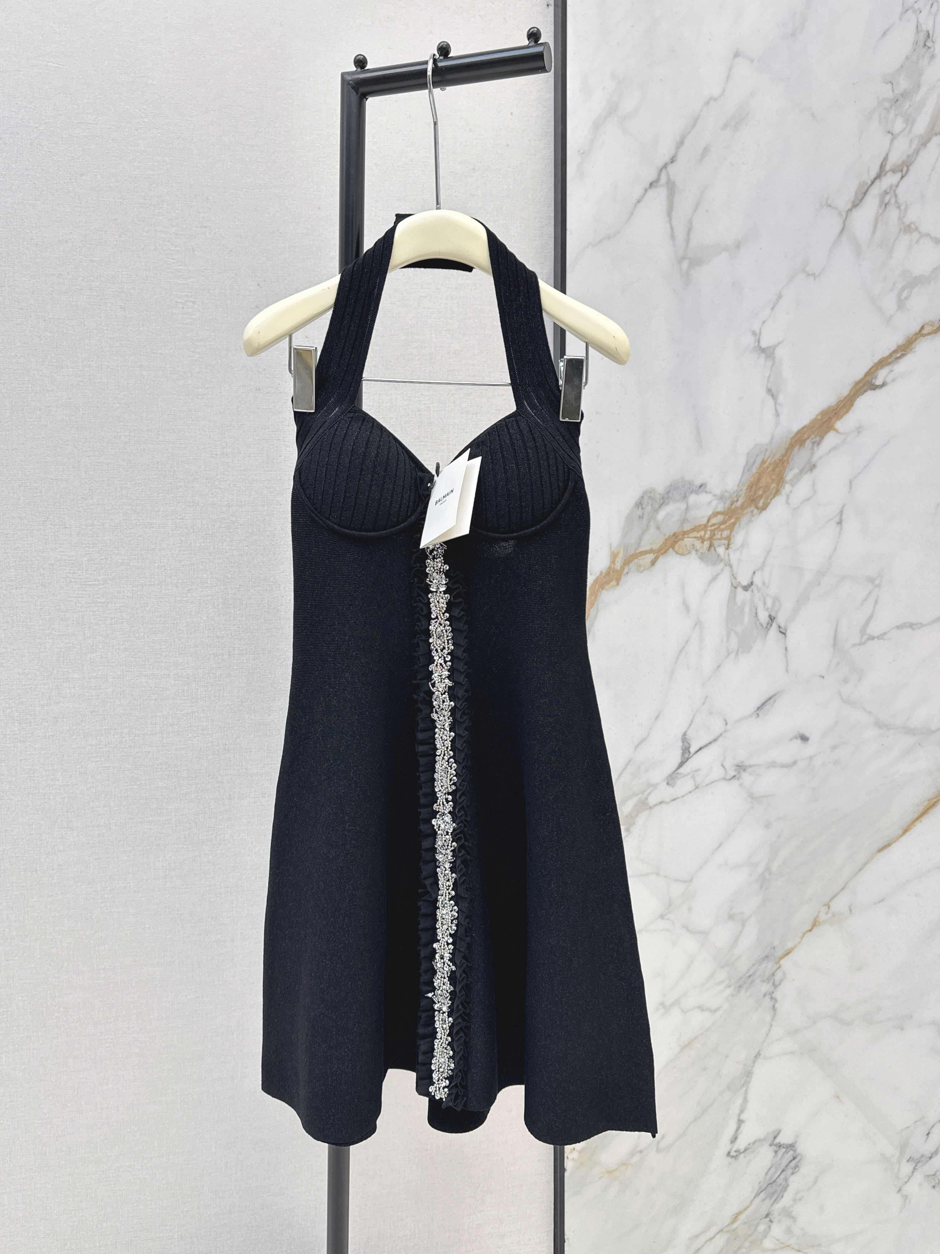 Bal New halter knit beading dress