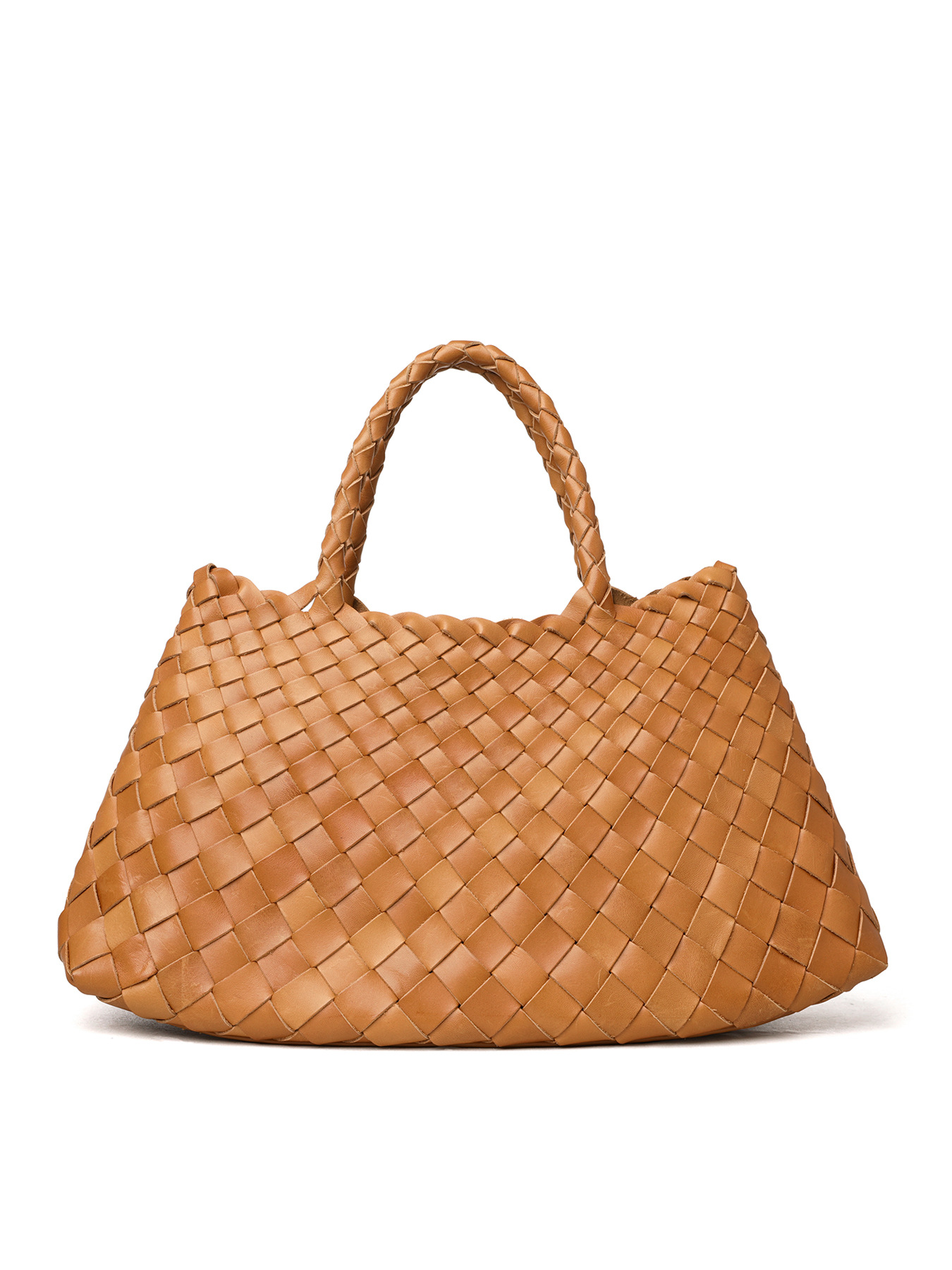 Woven Cognac Tan Leather Tote Bag