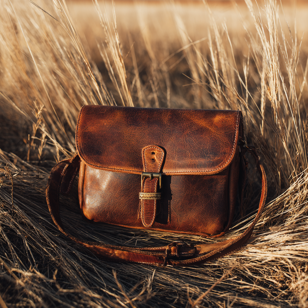 Vintage Distressed Full-Grain Leather Mini Messenger Bag