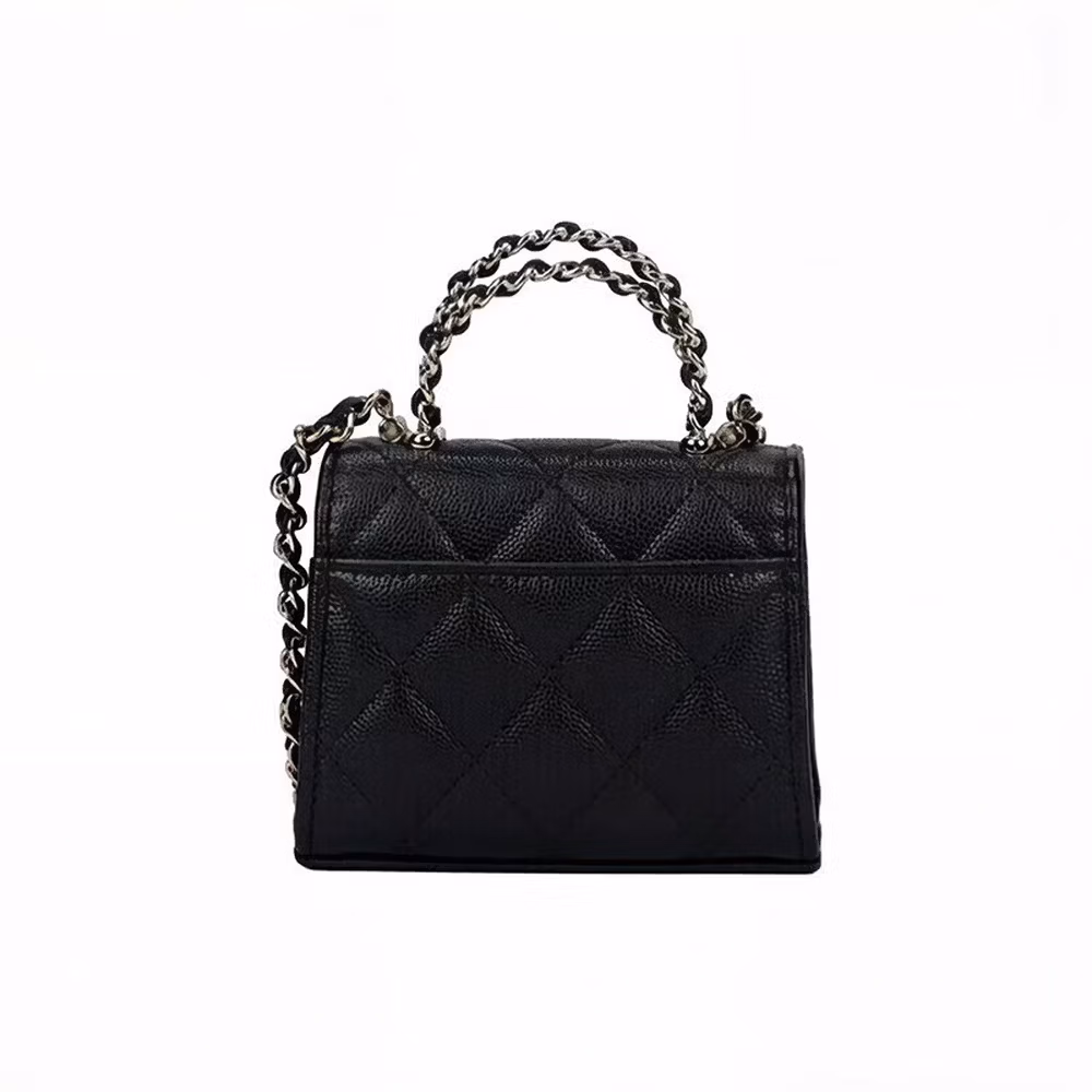 Chanel (CHANEL) Women's Bag 23P Diamond Plaid Leather Wear Chain Women's Granular Embossed Cowhide Shoulder Crossbody Handbag for Girlfriend Black AP3236-B10307-94305