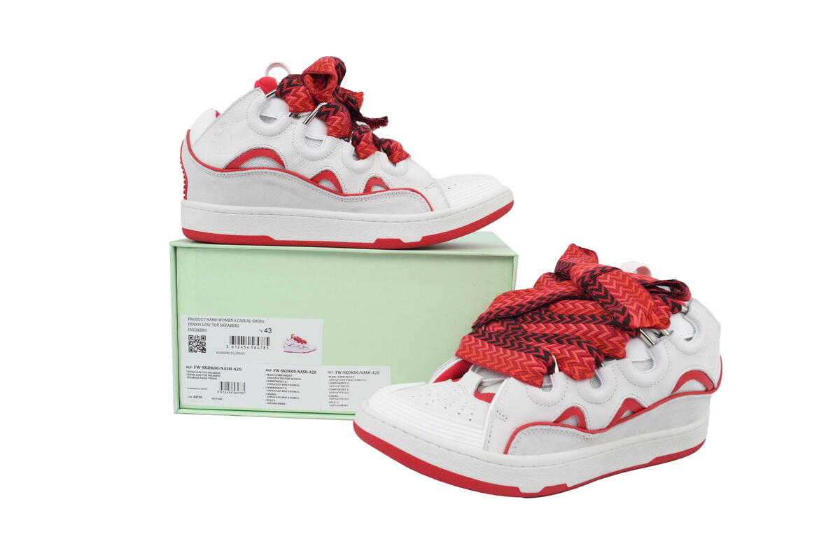 Lanvin Curb Sneakers White Red