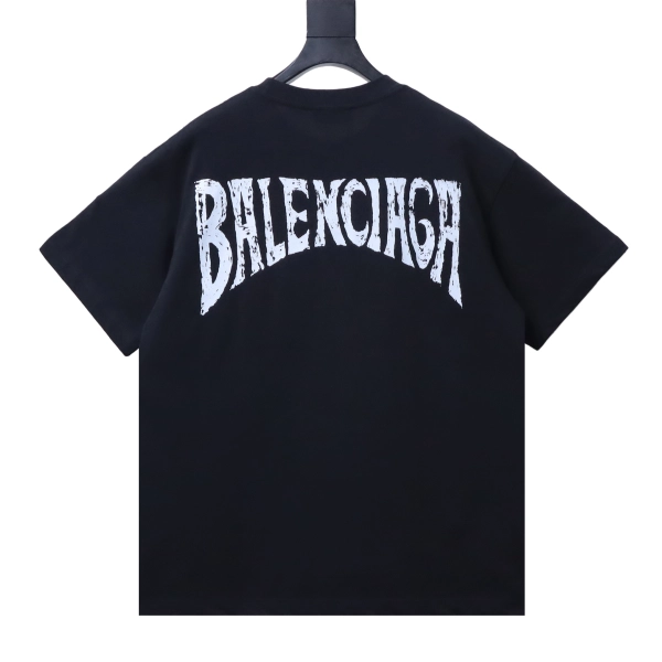 Balenciaga Clothes Paris Beach Nightscape Eiffel Tower Print Short-Sleeve T-Shirt black