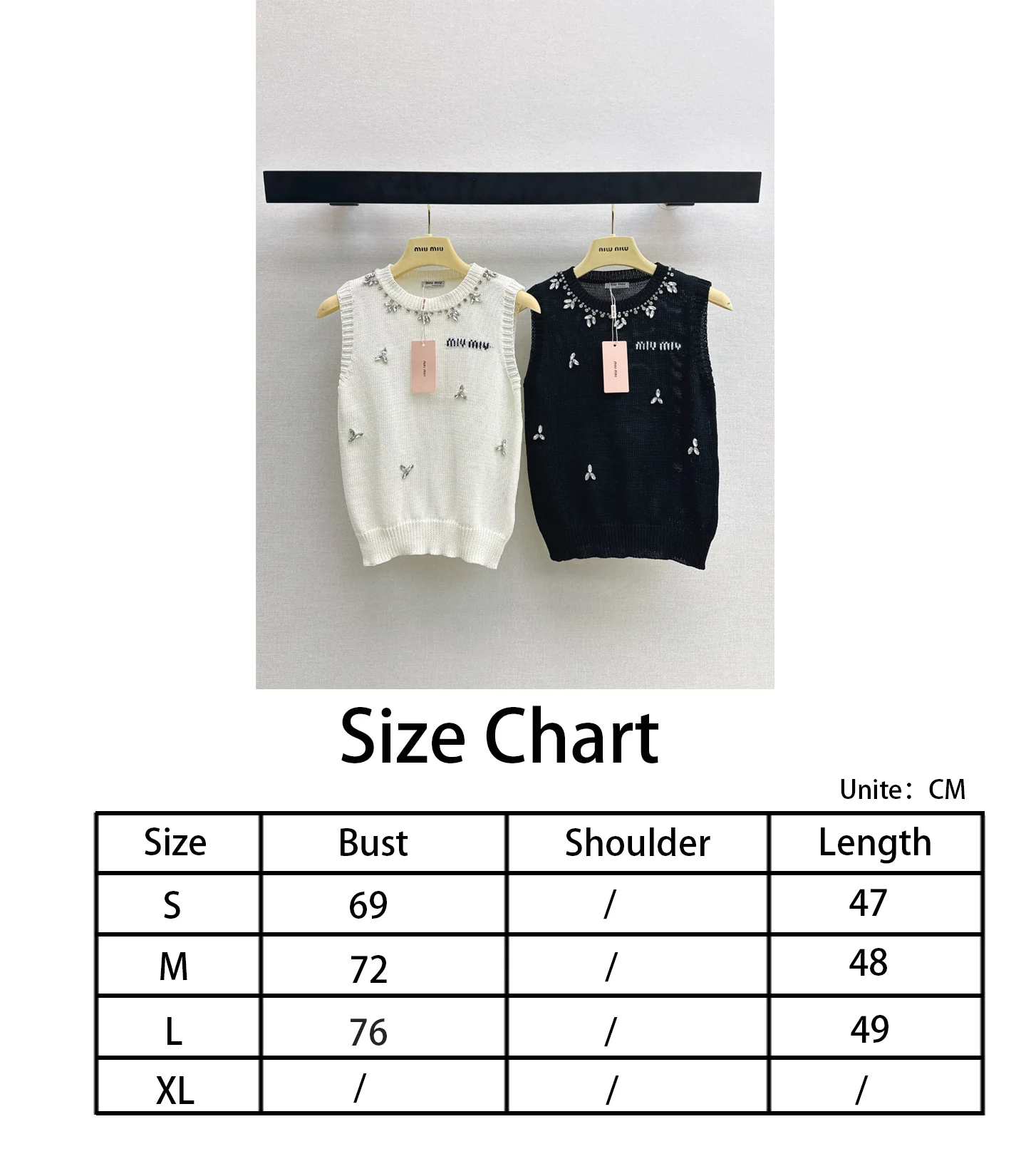 Miu NEW rhinestone sleeveless vest