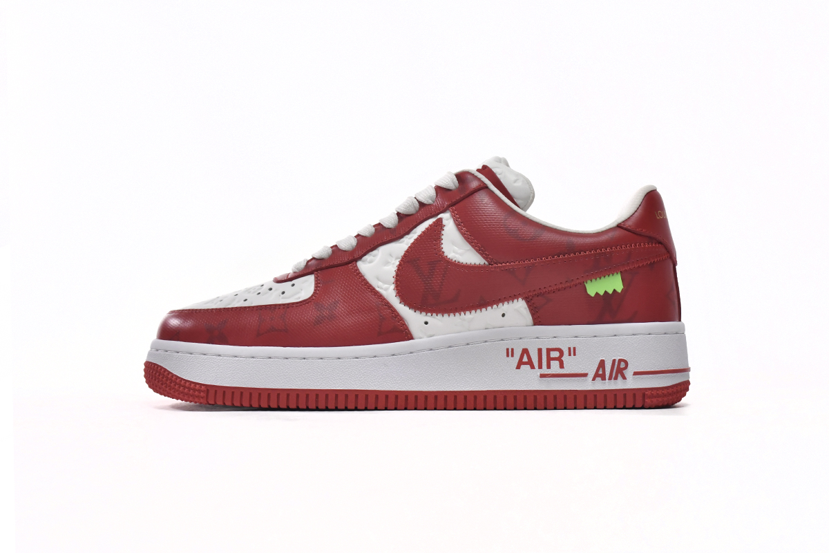Pkkicks God Batch LOUIS VUITTON x Nike Air Force 1 White Red MS0232