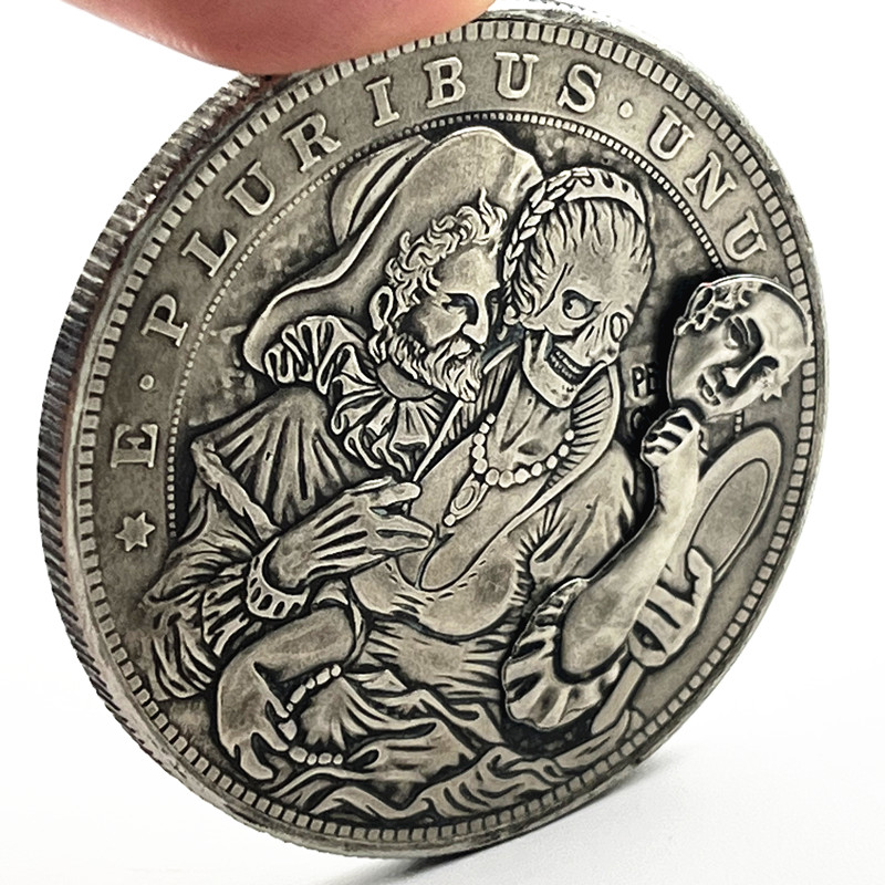 USA Movable Mechanical Coin Roman Booteen Hobo Nickel Morgan Dollar Mask Girl Moving Mask Amazing Art Collectible Creative Gift Handmade Commemoration Coin