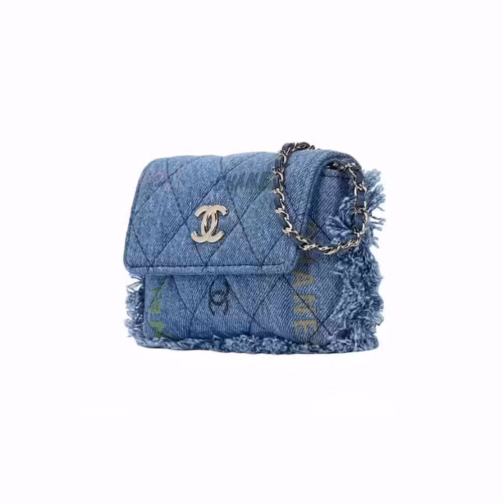 Chanel (CHANEL) women's bag 22 years spring and summer tannin blue gold buckle rhombus tassel side flap bag shoulder bag messenger bag women's AP2602-B07552-NH448 length 12.5cm wide 1.8cm high 9.5cm
