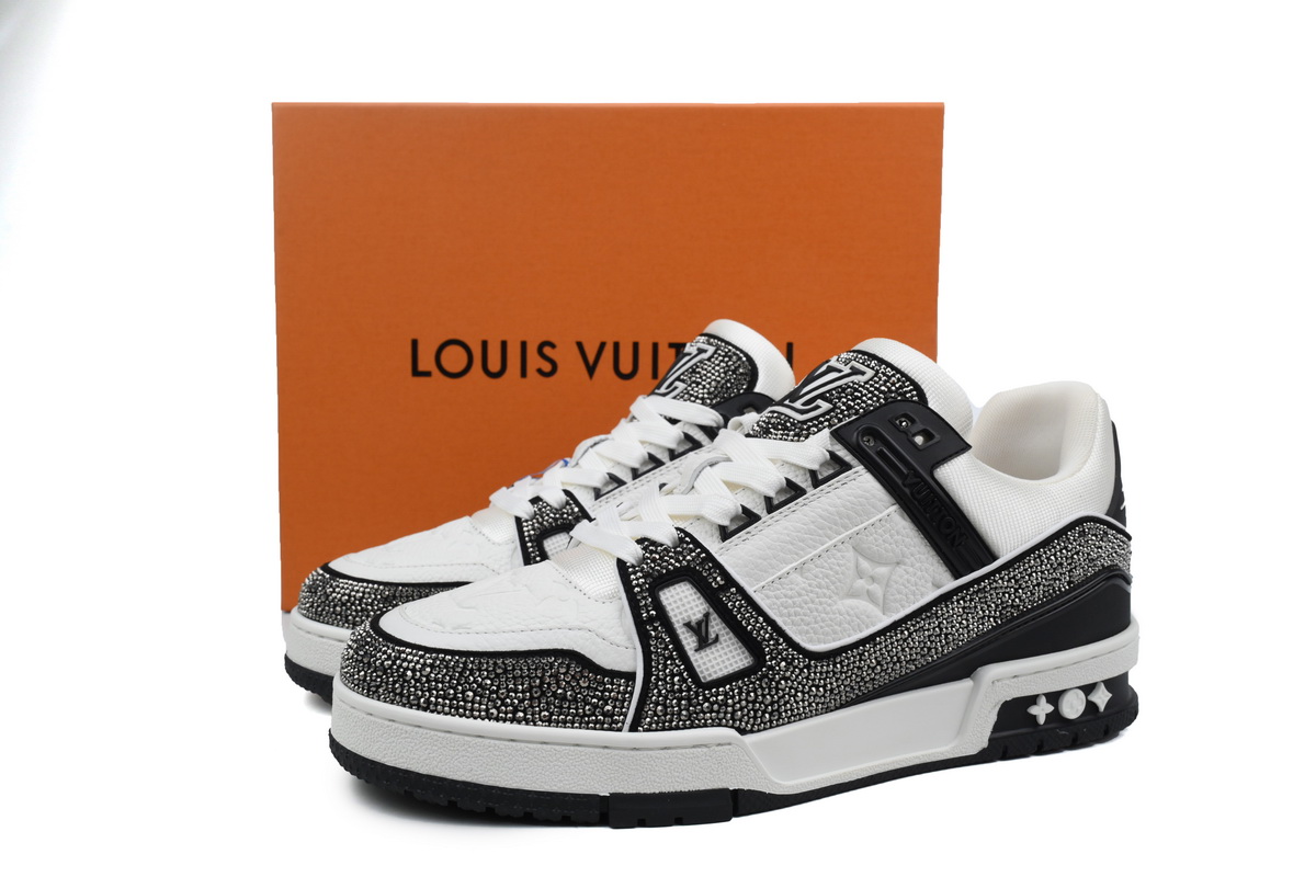 Pkkicks God Batch Louis Vuitton Trainer Black White Swarovski 1ABM08