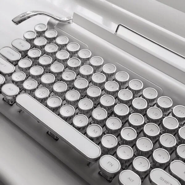 Classic Typewriter Bluetooth Keyboard with Stand – White