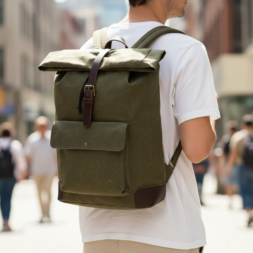 Olive Waxed Canvas Rucksack