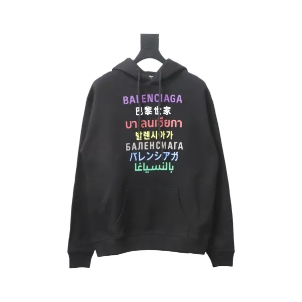 Balenciaga Clothes Languages Hoodie Black Multi