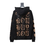 Balenciaga Clothes Metal Logo Printed Splattered Cotton Hoodie Black Brown