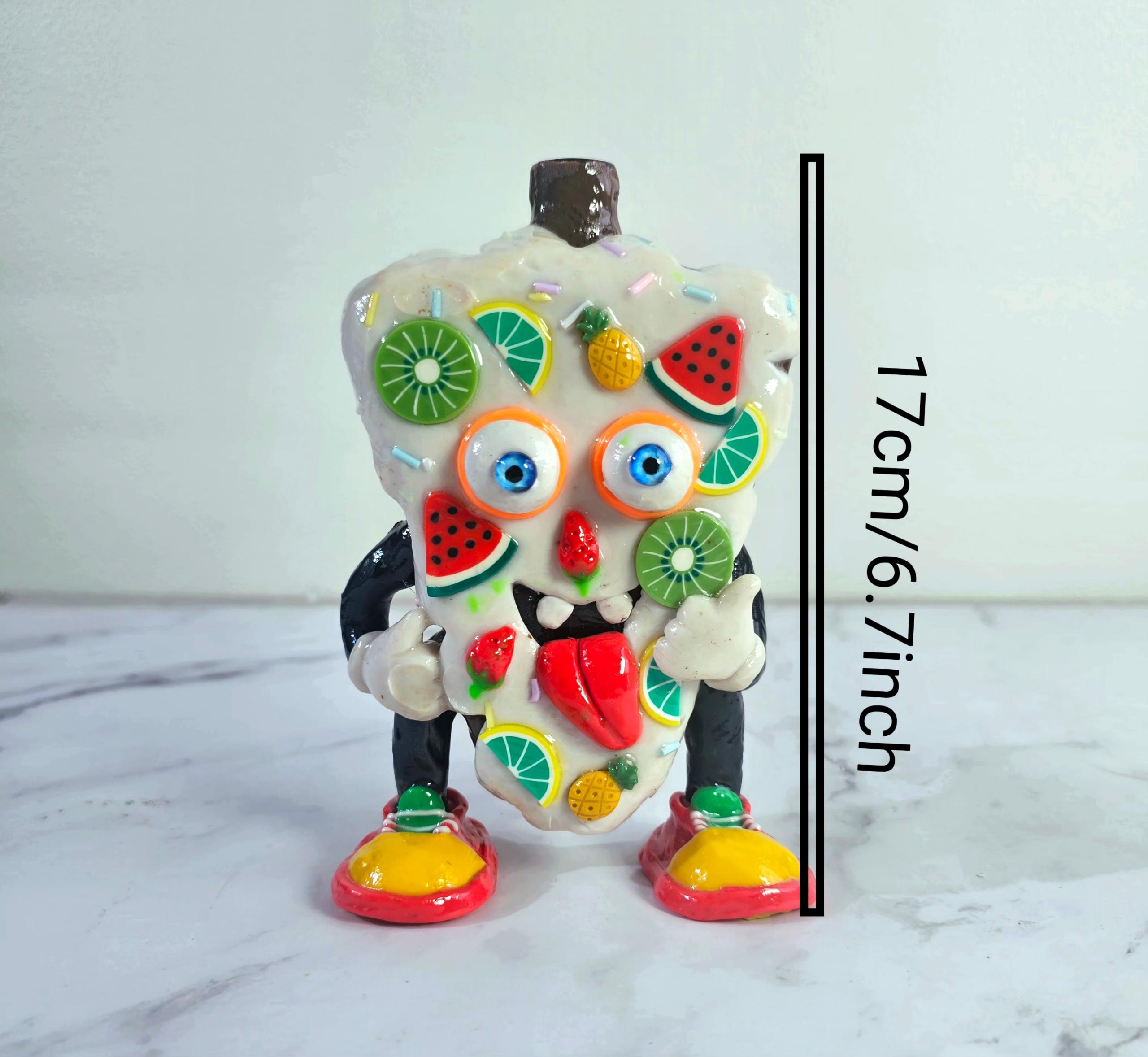 Fruit Pizza Slice mini dab rig cartoon character 14mm male bowl glass