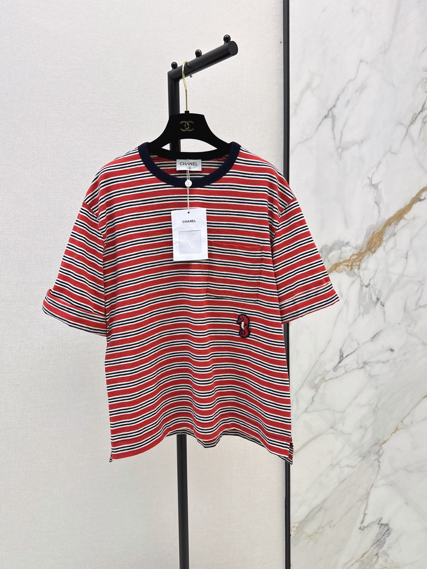 Chan New Retro striped rolled-edge T-shirt
