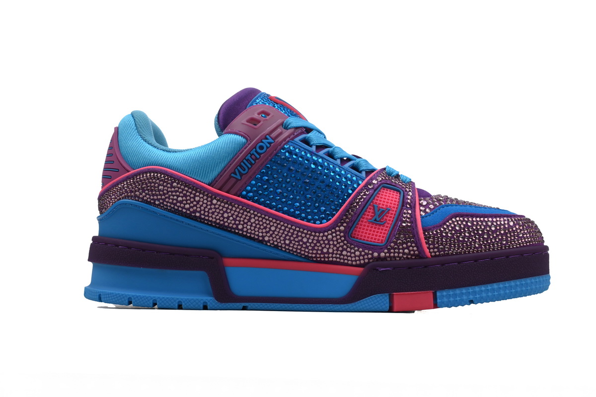 Pkkicks God Batch Louis Vuitton Blue LV Trainer Crystals