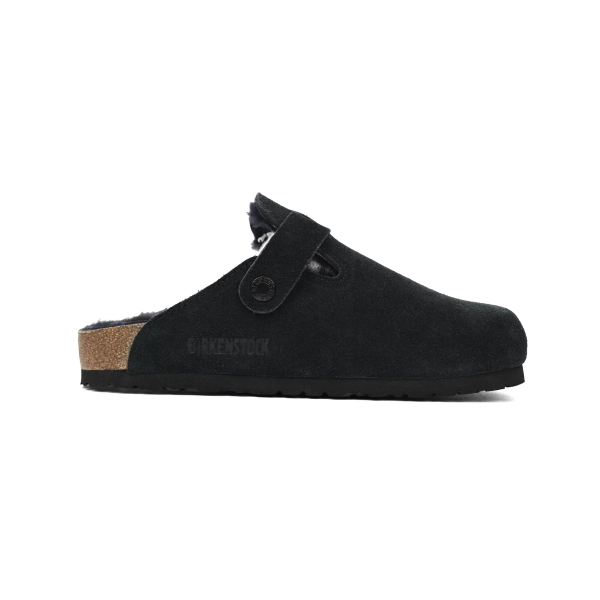 Birkenstock Boston Shearling Suede Leather Black 259881