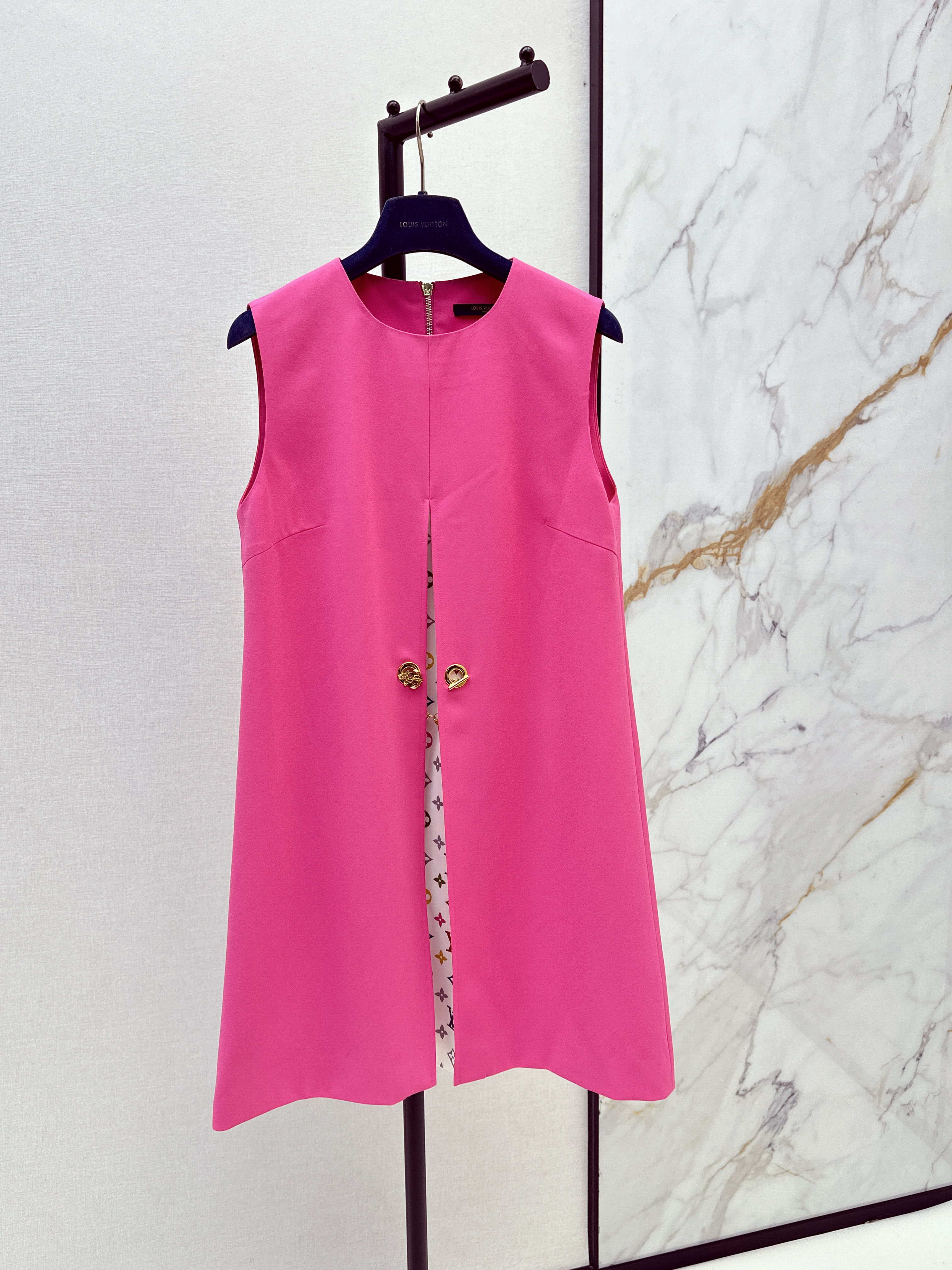 Louis New Color-block faux two-piece sleeveless dress