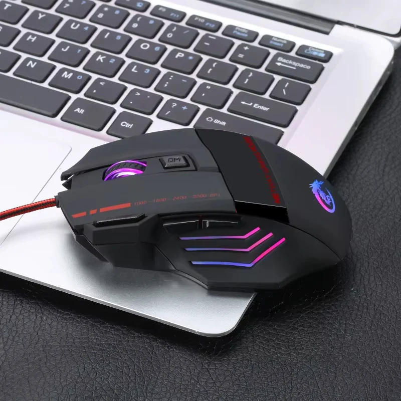 Professional High DPI 5500 LED Rainbow Light Gaming Mouse USB Wired Gaming Mice for Laptop Desktop Computer Gaming Mouse