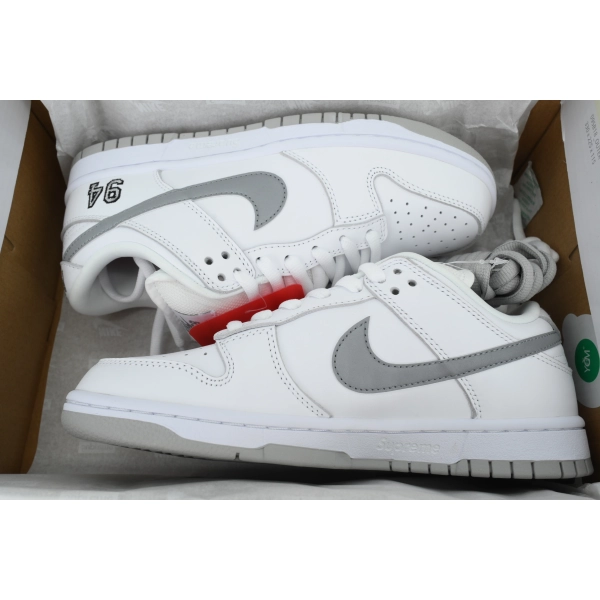 Nike Supreme x Dunk Low SB 'White Metallic Silver' HQ8487-100