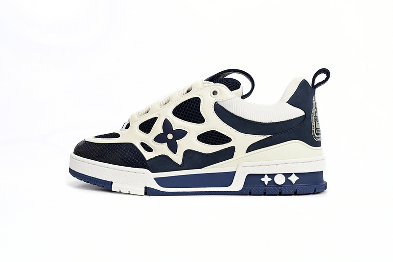 Pkkicks God Batch LOUIS VUITTON Leather lace up Fashionable Board Shoes Blue 51BCOLRB