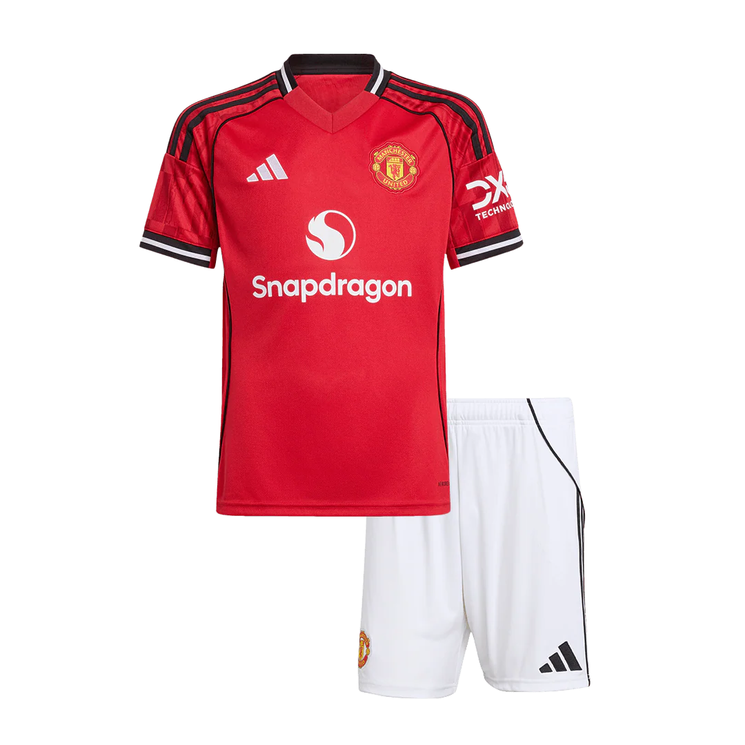 Manchester United Kid's Home Kit 2025/26 - Jersey+Shorts