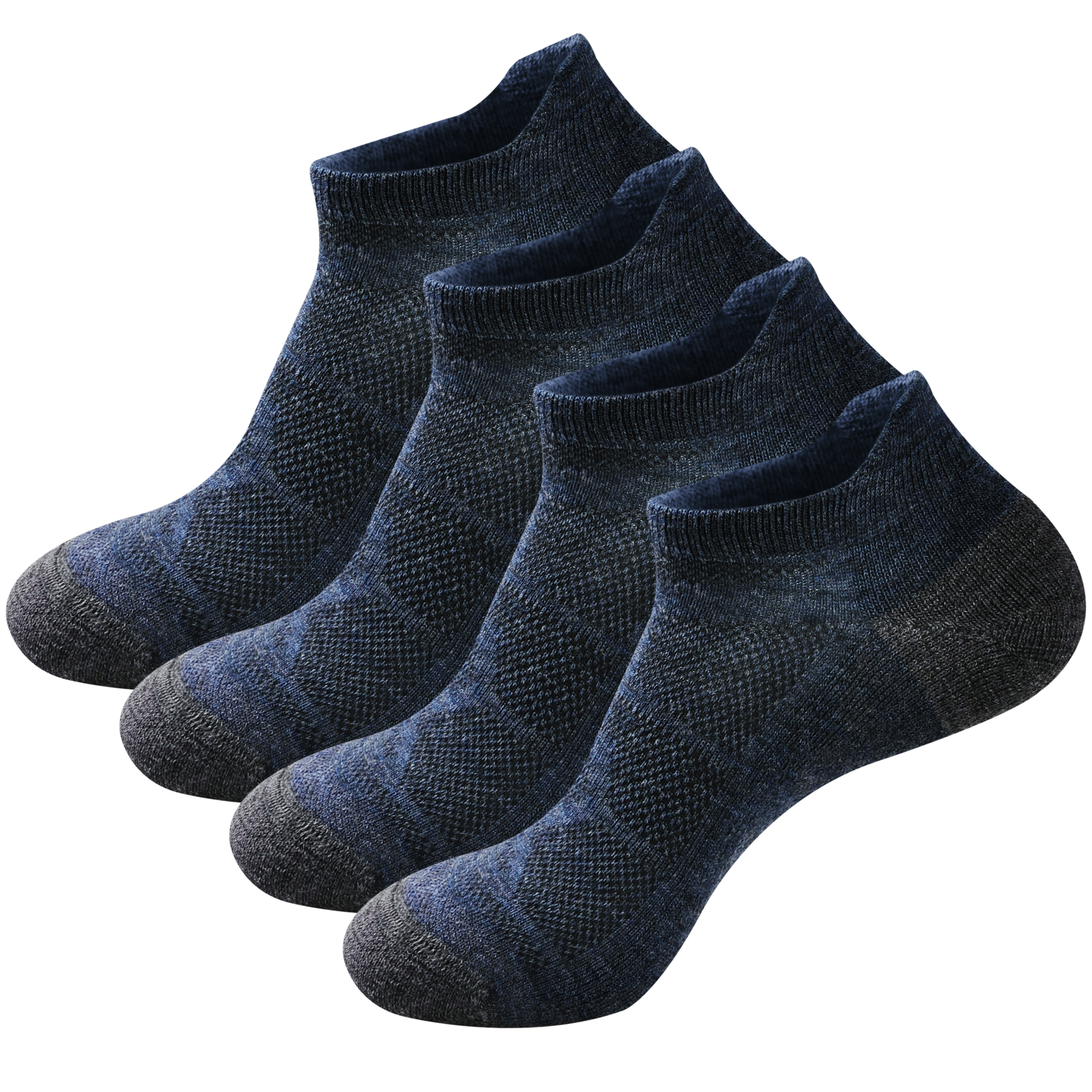 GKX Men's No Show Merino Wool Running Athletic Casual Socks 4 Pairs