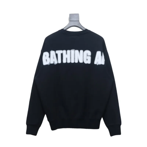 Bape Back Logo Lettering Ape Head Print Crewneck Sweatshirt 'BlackWhite'