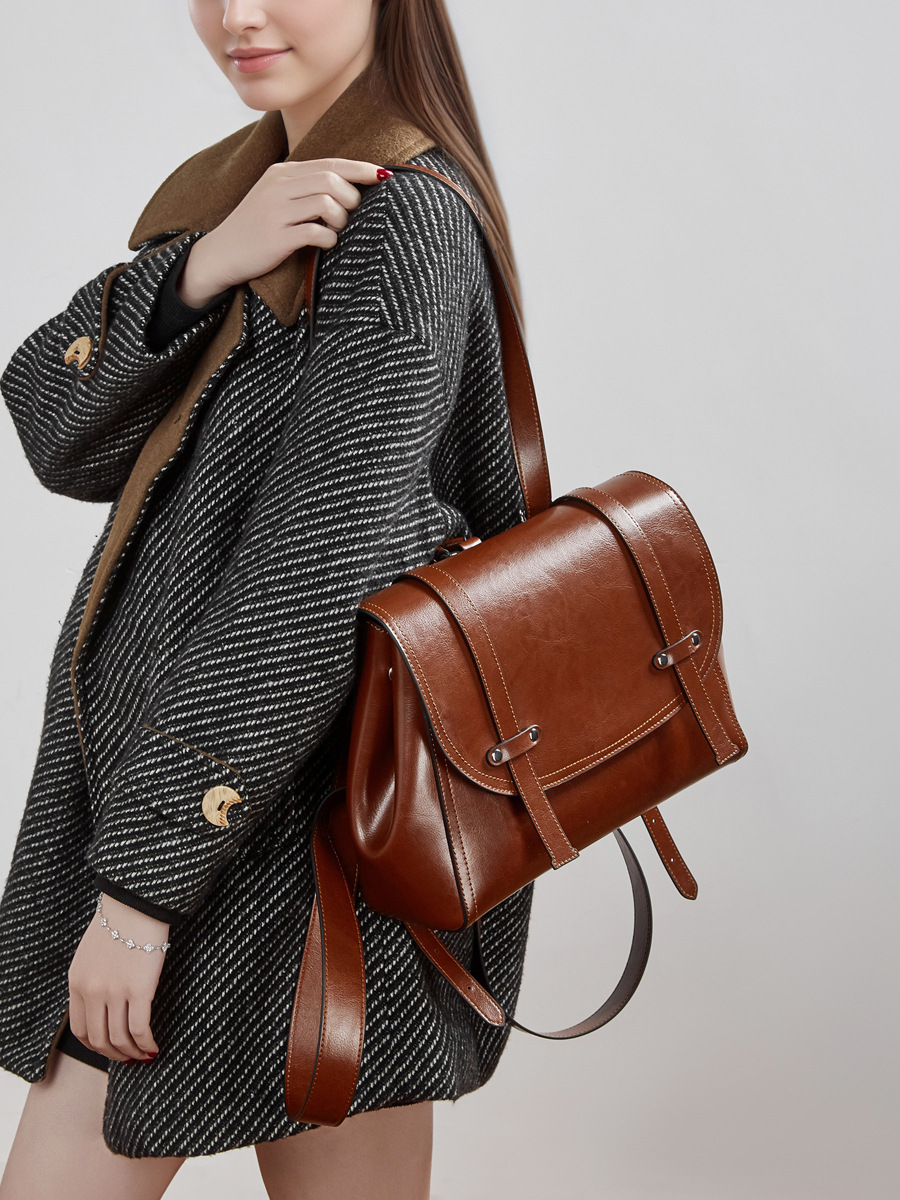 Vintage Leather Convertible Backpack for Women