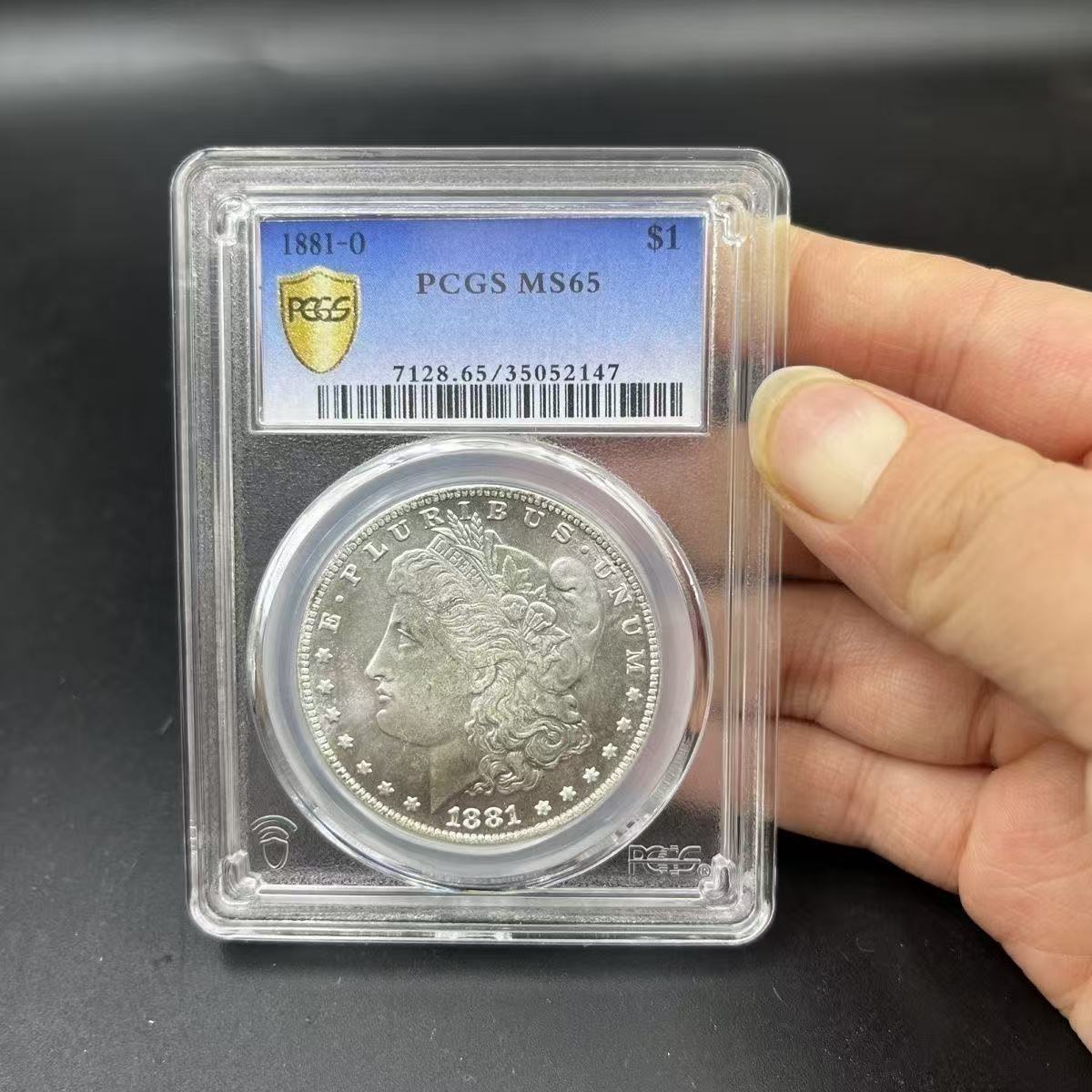 US Coin PCGS 1881O MS65 $1 Morgan Dollar Silver Coins Currency Senior Transparent Box