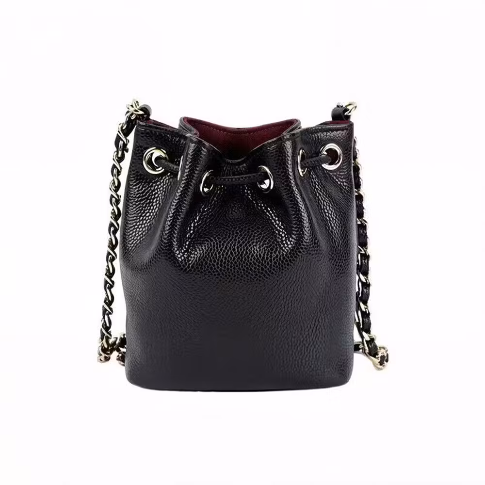 Chanel (CHANEL) Women's Bag 22B Granular Embossed Caviar Cowhide Women's Bucket Bag Single Shoulder Messenger Bag Super Mini Black AP2913-B05052-94305 Length 10cm Width 7cm Height 12cm