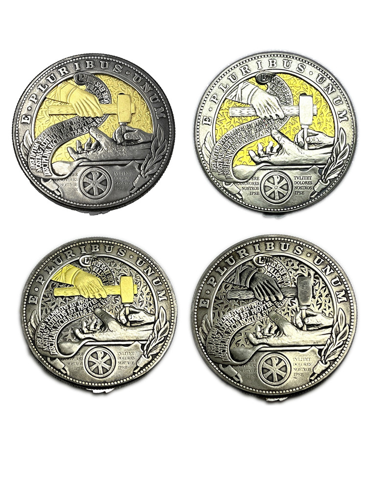 USA Movable Mechanical Coin 'The Savior`s Hand' Roman Booteen Coin Hobo Nickel Morgan Dollar Amazing Art Collectible Creative Gift Handmade Commemoration Coin